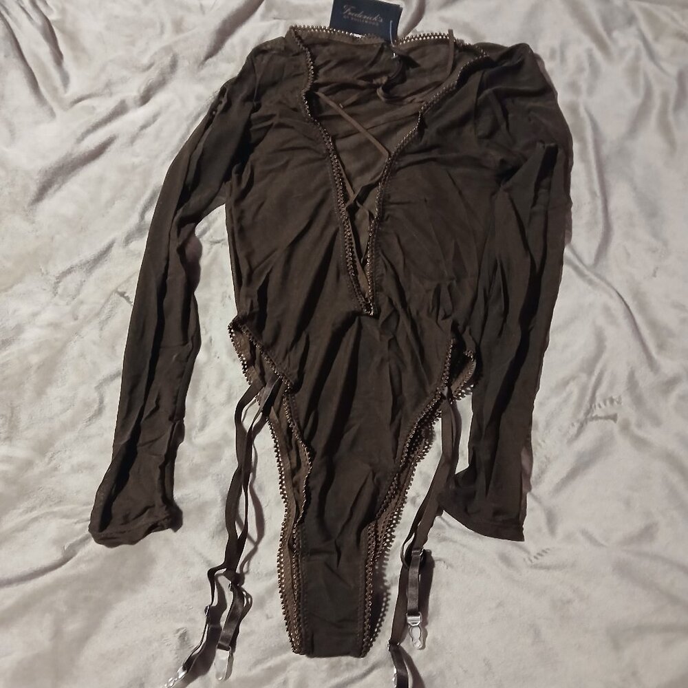 Frederick's of Hollywood Women's Lola Lee Sheer Mesh Long Sleeve Bodysui…